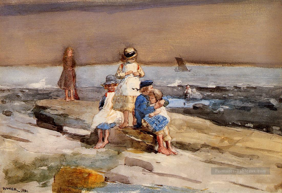 enfants sur la plage réalisme marine peintre Winslow Homer Peintures à l'huile